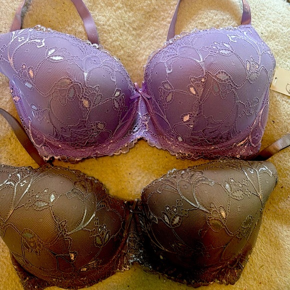 PLUS lingerie. PURE BEAUTY one lilac & one a medium grey 44DD BEAUTIFUL LACE💗💗 - Picture 1 of 7